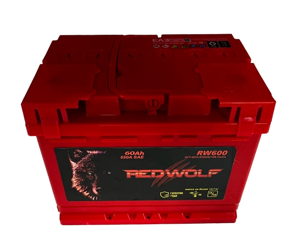 Батарея аккумуляторная REDWOLF RW600 60А/ч 500А обратная полярн. стандартные (Европа) клеммы