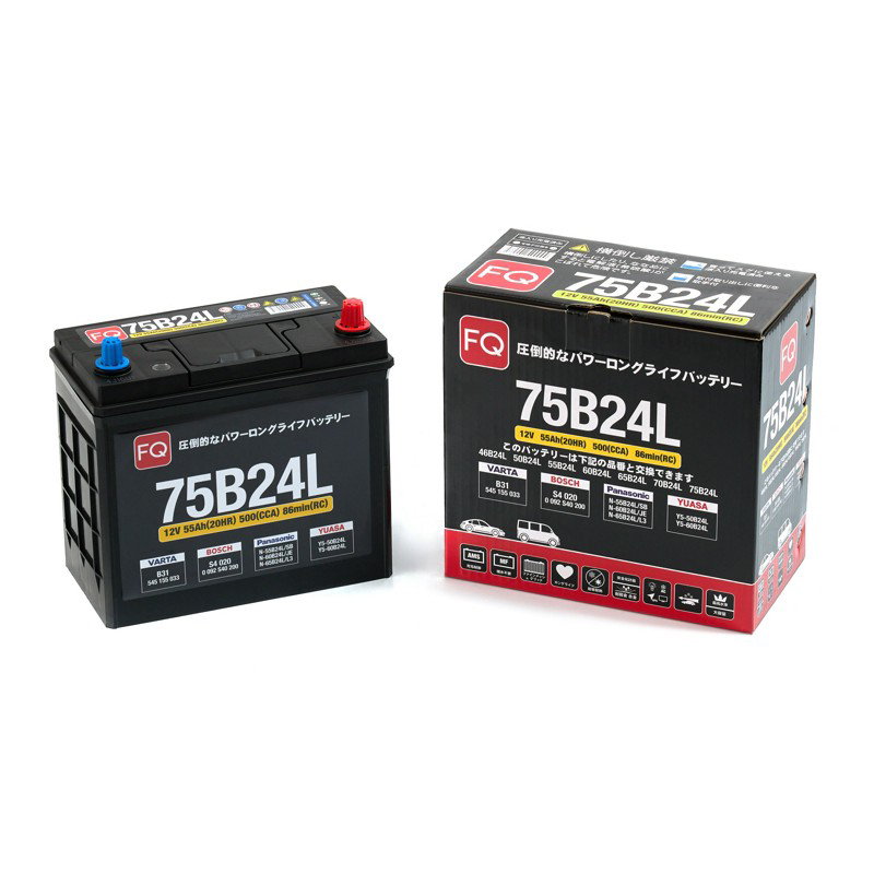 Батарея аккумуляторная FQ 75B24L 55А/ч 500А 12В обратная полярн. выносные (Азия) клеммы